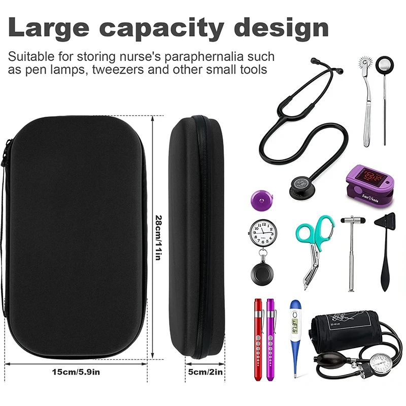 Portable Stethoscope Case Storage Box Shockproof Lightweight Stethoscope Organizer Bag EVA Hard Carrying Bag Protective Case