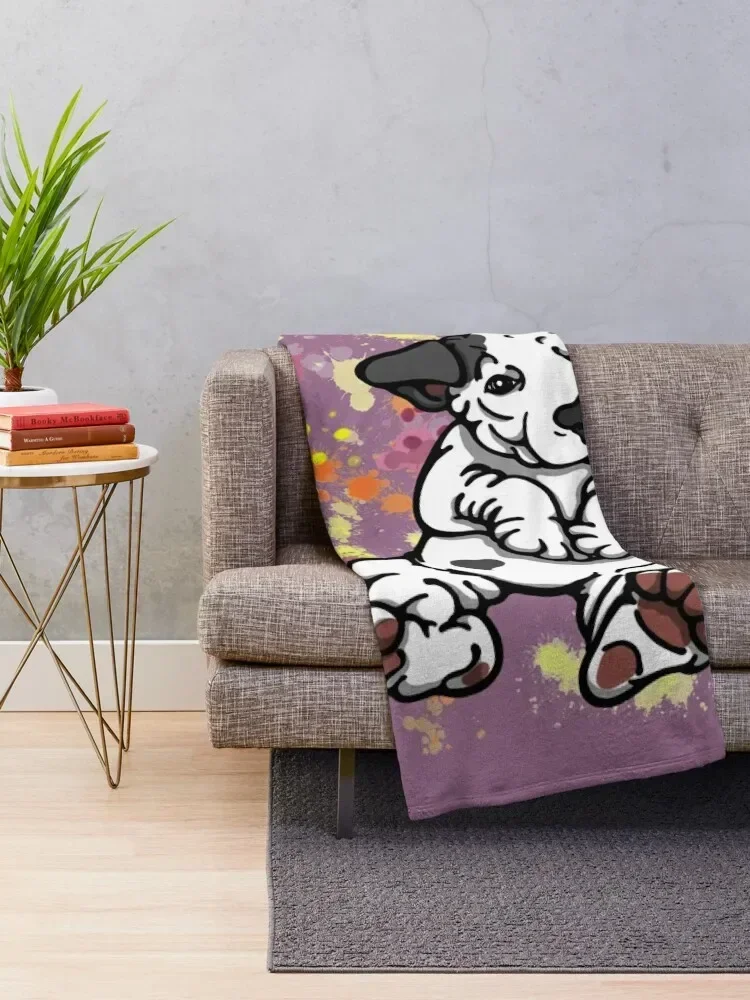 Black Ear Bull Terrier Puppy Throw Blanket Blankets Sofas Of Decoration wednesday Large Blankets