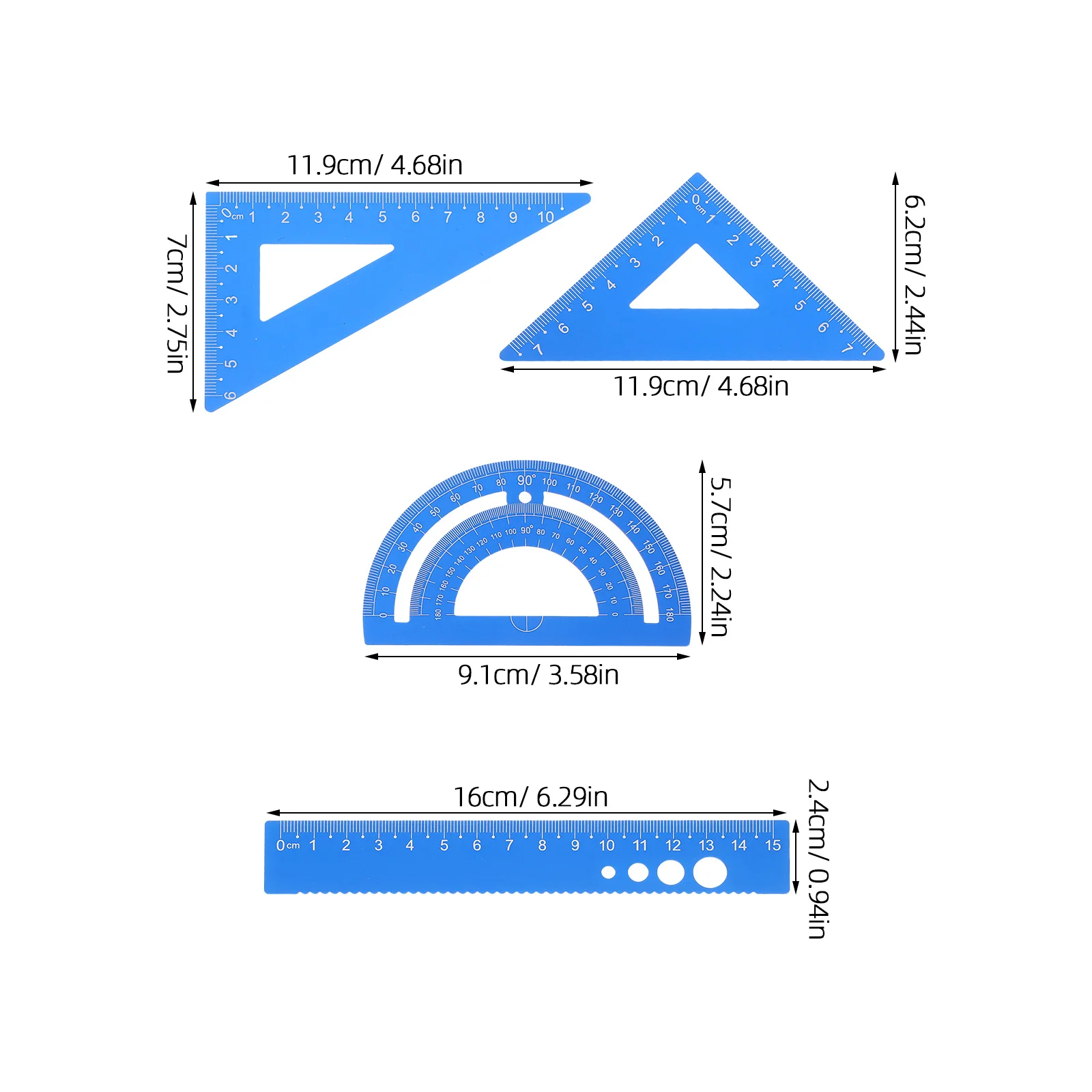 Metal Ruler Set Protractor Triangle Ruler Precision Geometry Tools for Students and Professionals Drafting Stationery