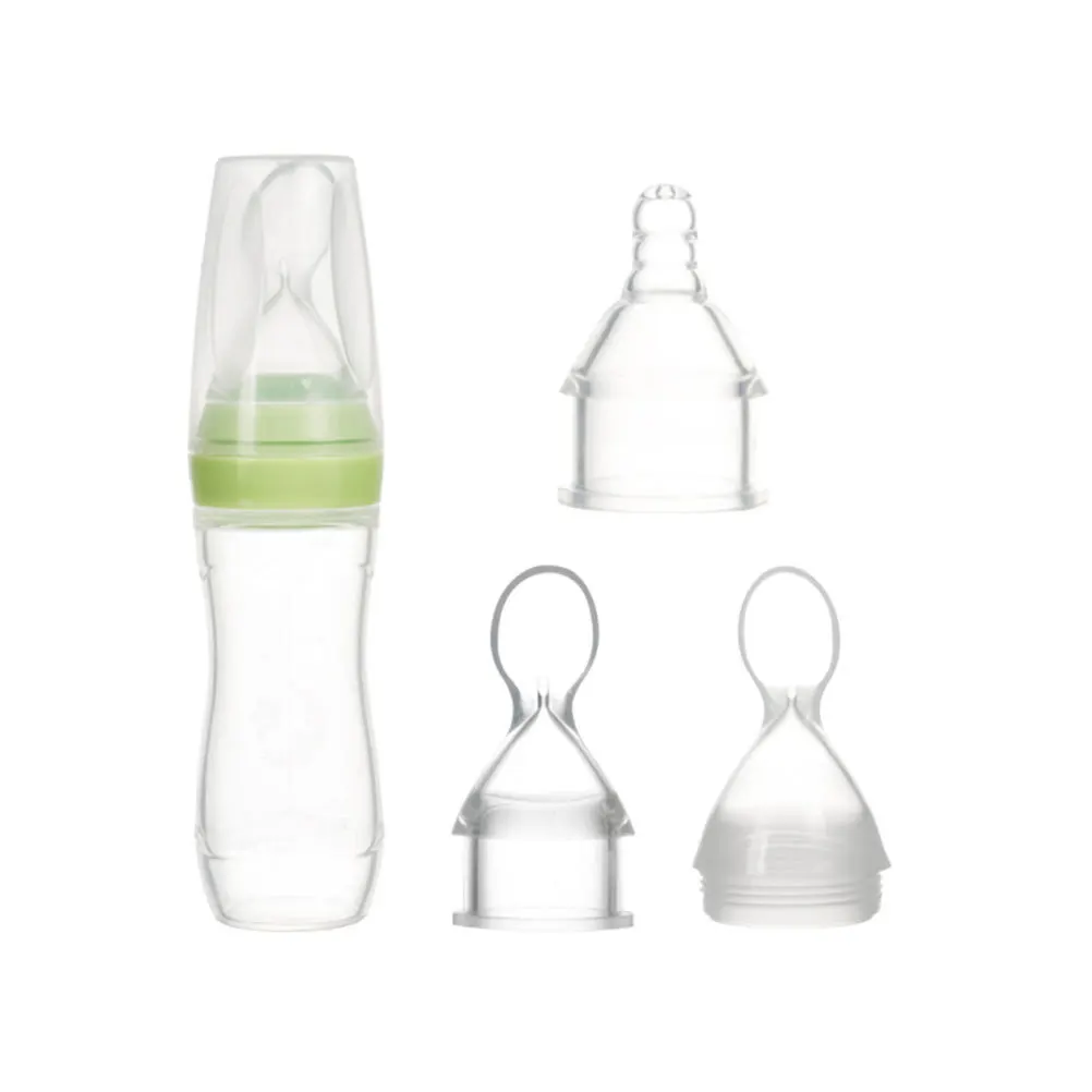 

3Pcs Silicone Spoon Head Baby Feeding Bottles Infant Nursing Bottle Lightweight Portable Travel Bottle for Milk Juice Medicine