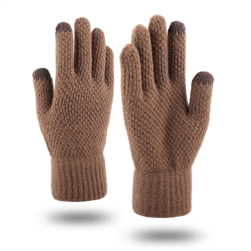 Casual Wool Men Knitted Gloves Thick Touch Screen Warm Gloves Windproof Cold Proof Mittens for Women Men