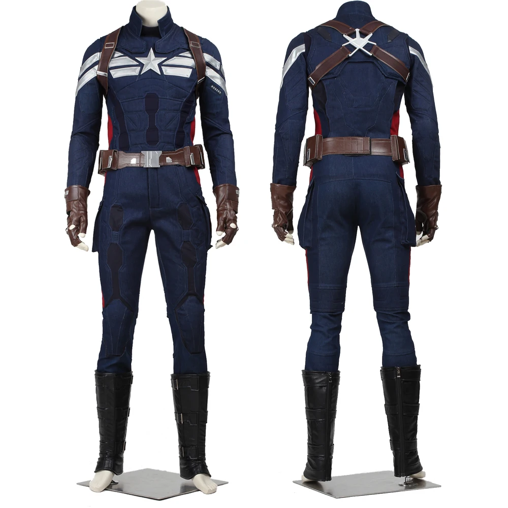 Winter Soldier Cosplay Captain Steven Costume Halloween Carnival Superhero Blue Outfit Full Set Rogers Suit With Helmet