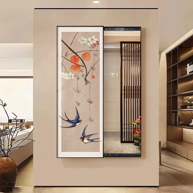 New Chinese-style push-pull full-body mirror decorative painting hidden mirror hanging painting can be closed fitting mirror