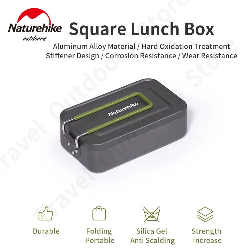 

Naturehike Ultralight 223g 800ml Lunch Box Aluminum Alloy Heatable Portable Folding Handle Outdoor Camping Tableware Picnic Tool