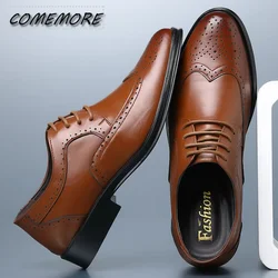 Chaussures Oxford en cuir PU pour hommes, chaussures provoqué Brogue, classiques, formelles, affaires, mariage, non ald, printemps, automne, nouveau