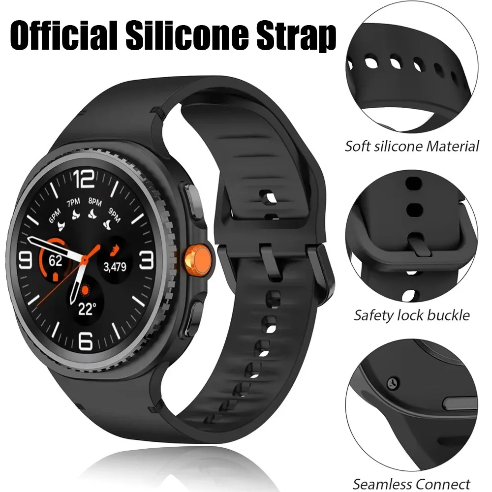 Offizielles Silikonarmband für Samsung Galaxy Watch 8/9 40 mm 44 mm, bequemes Stitch-Armband, Galaxy Watch 8 Classic 46 mm Armband