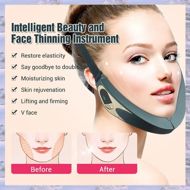 Dispositivo de lifting facial 2025-EMS V-Face 6 modos de rejuvenescimento da pele aquecido, vibração de queixo duplo, massageador remoto sem fio