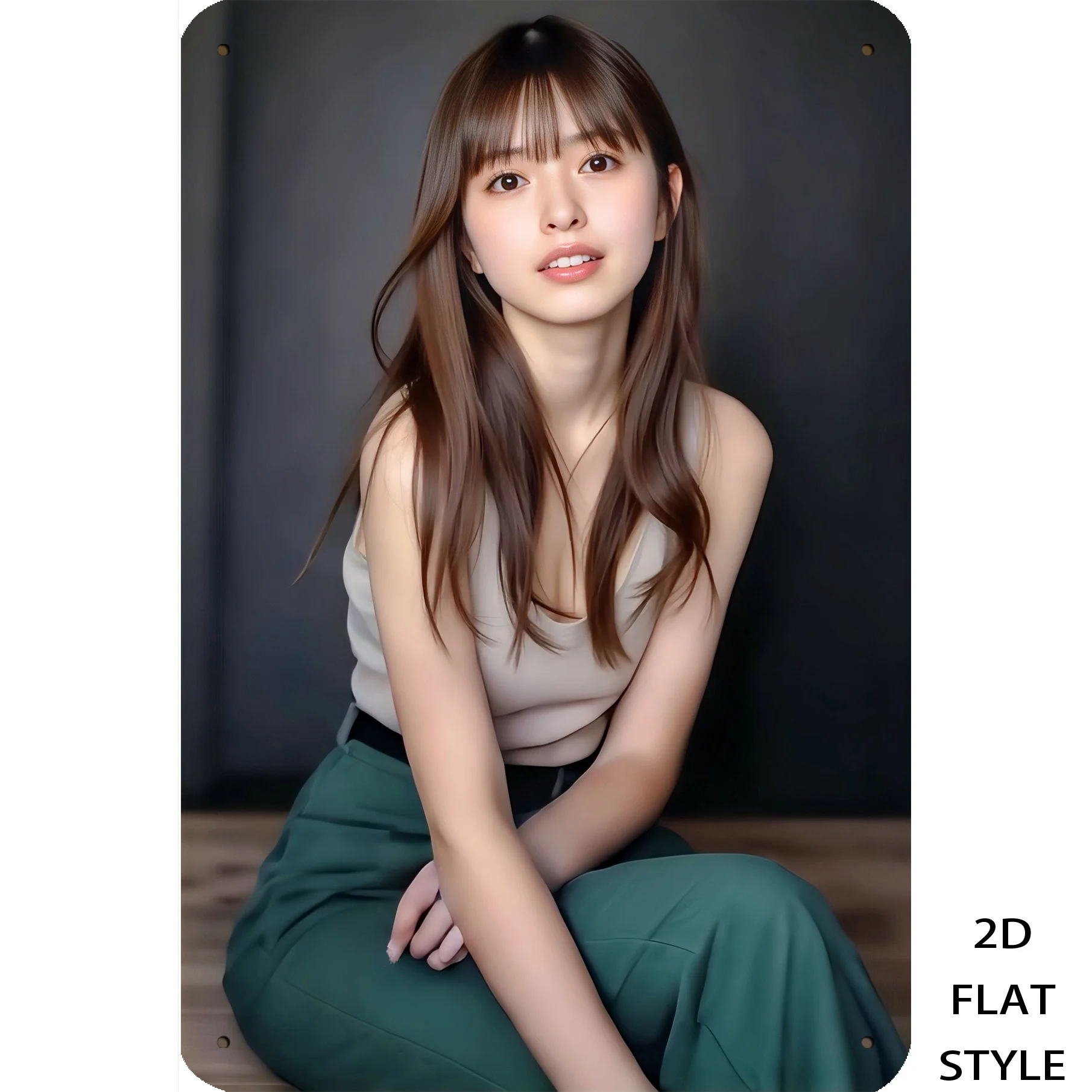 

Grey Top Green Pants Woman Metal Tin Sign 8x12 Inch, Vintage Portrait Wall Art for Home Cafe Bar - Multi Purpose Iron Decor