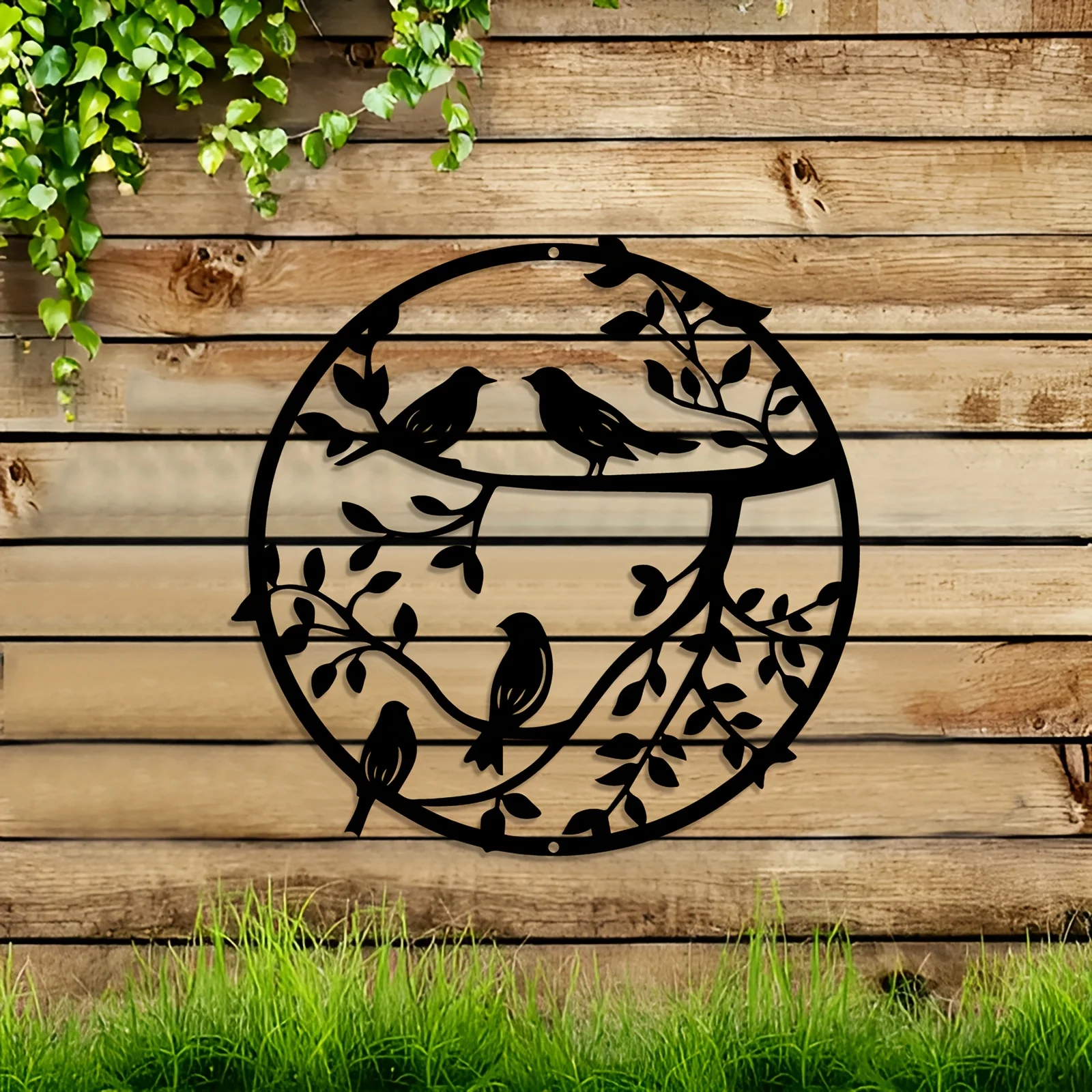 Black Iron Tree Bird Wall Sculpture, Metal Garden Art Decor for Home Living Room Bedroom, Unique Gift for Family