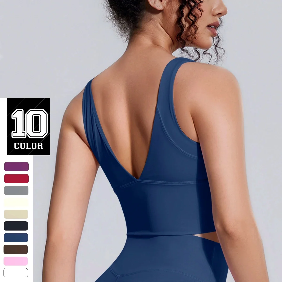 

New Backless Yoga Vest for Woman Yoga Underwear with Chest Pad Summer Breathable Workout Top Running Shockproof Sports Bra