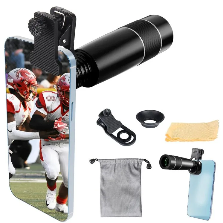 iPhone/Android Phone Lens Kit: 22x Telephoto Lens, Phone Wide-Angle & Macro Lens, Fisheye Lens, and Polarizing Filter.