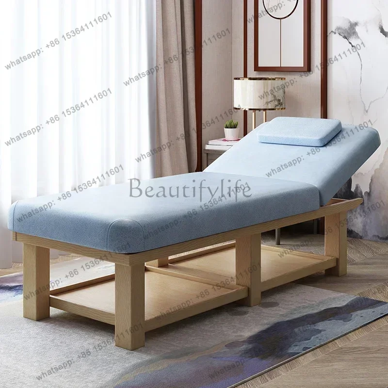 LSSolid Wood Beauty Massage Tables Multifunction Moxibustion Physiotherapy Massage Beds Sauna Salon Furniture Cama Dobravel FYMB