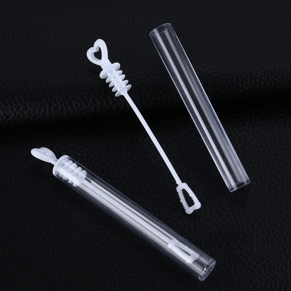 12pcs Kids Heart Bubble Wands Refillable Empty Bottle Lightweight Compact For Outdoor Wedding Party Bubbles Blowing Wand Tube