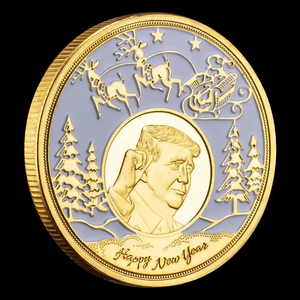 2020 Trump Christmas Coin Keep America Great Snowflake Souvenir Coin Happy New Year Elk Xmas Tree Collection Coin