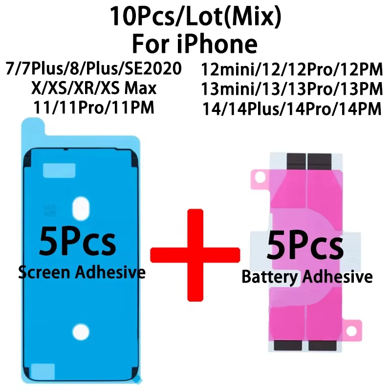 10Pcs Screen Waterproof Battery Adhesive For iPhone 15 Pro Max 14 13 11 12 Mini X XS XR Display Sticker Glue LCD Frame Tape Seal