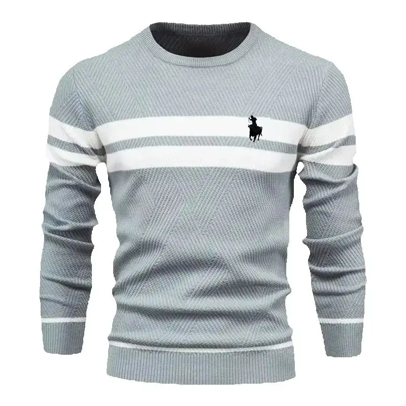 Spring and Autumn high-quality knitted round neck sweater men's fashionable, casual, comfortable and versatile top