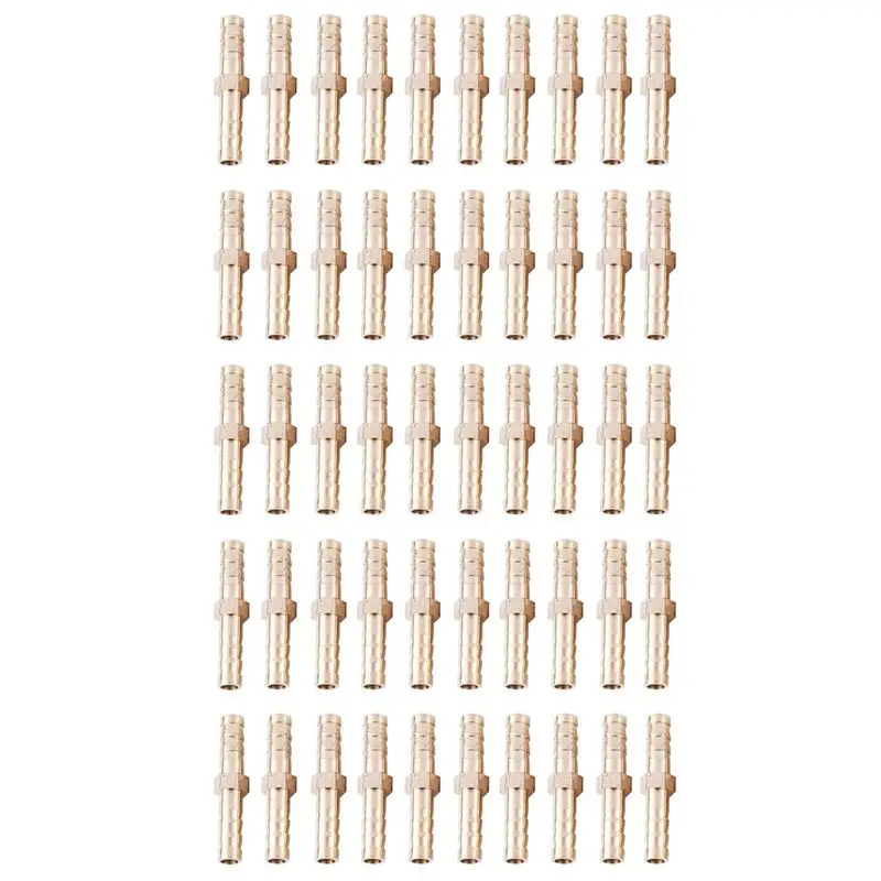 

EYFL-50 Pieces Brass 6 Mm Straight For Hose Quick Coupling, Golden