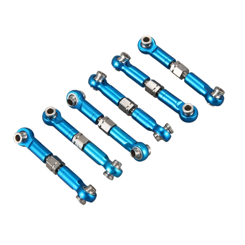 18Pcs Adjustable Metal Linkage Pull Rod Front /Rear Servo Link For Wltoys A949 A959 A969 A979 K929 RC Car ,Blue