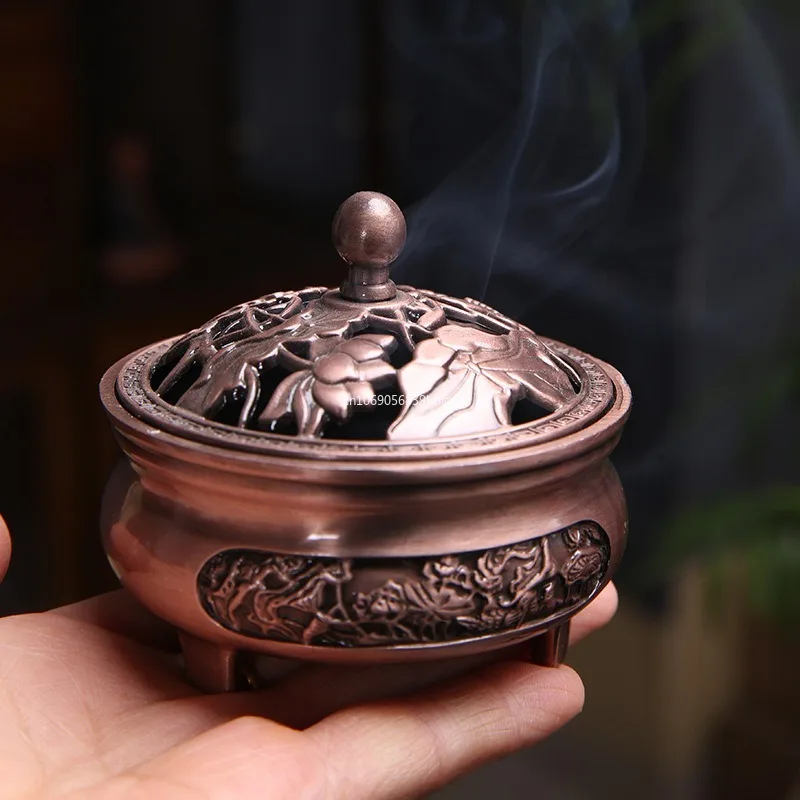 Pure Copper Antique Three-legged Aromatherapy Stove DIY Household Indoor Pan Incense Wire Incense Burner Tea Ceremony Decoration