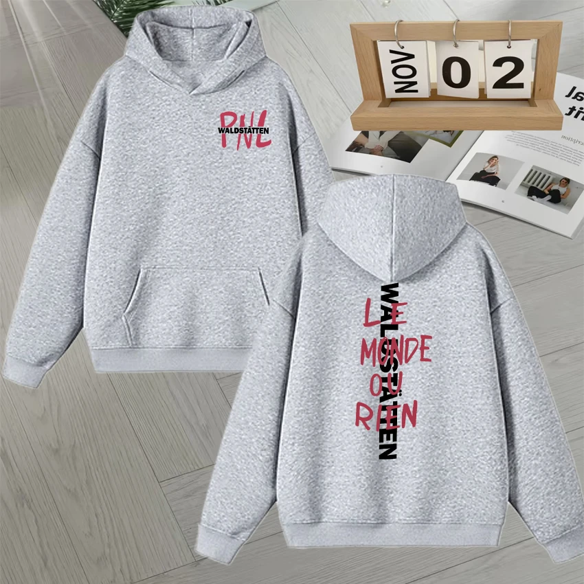 Fashion French Rap Group PNL Le Monde Ou Rien Merch Hoodies Hip Hop Men Women Long sleeve Autumn Winter Fleece Sweatshirt Unisex