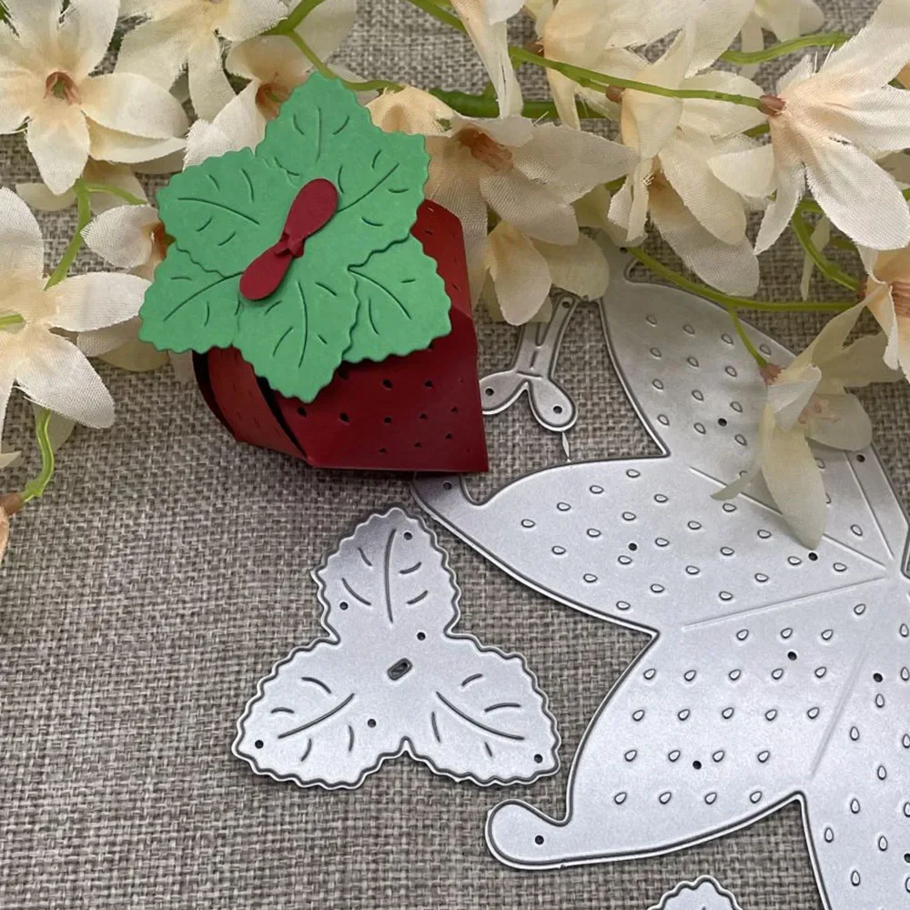 

3D-формы для вырезания металлической фольги в виде клубнички, трафареты для скрапбукинга, декоративные шаблоны для рукоделия, вырубные формы