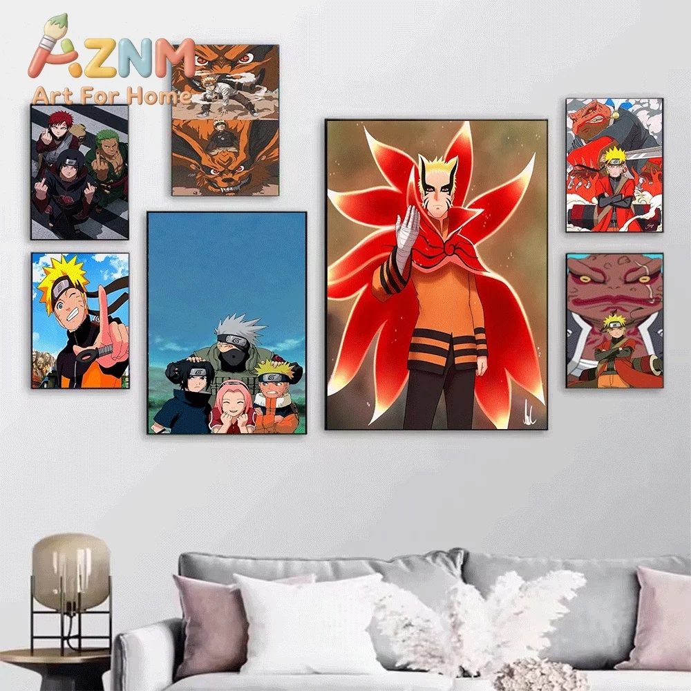 Naruto Akatsuki Organization Anime Canvas Wall Art Print, Unframed Canvas Painting, Japanese Manga Poster for Bedroom Living R