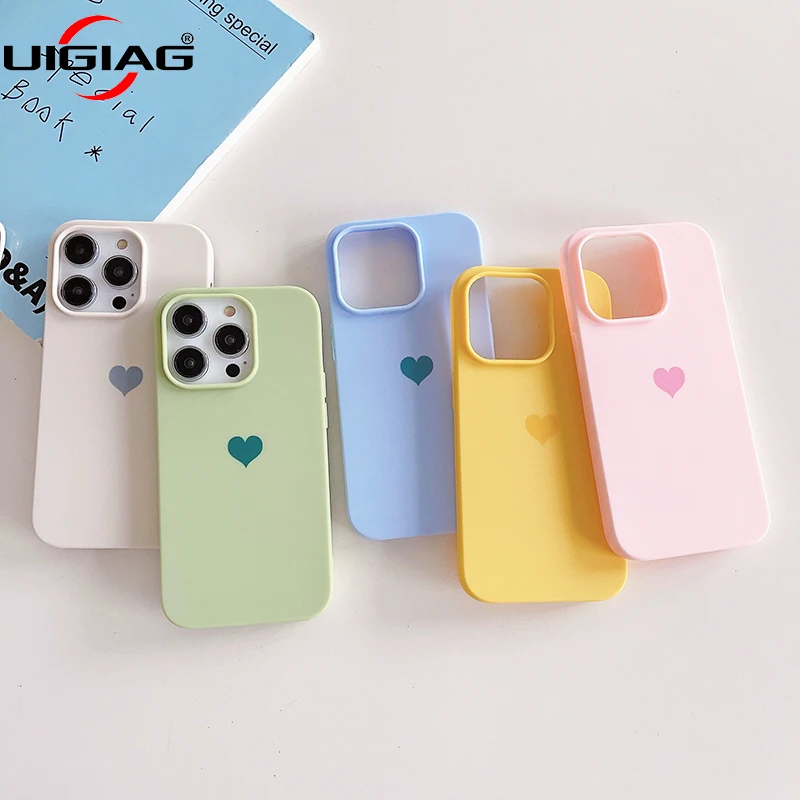 Girl Lovely Love Pattern Matte Silicone Soft Case For iPhone 15 14 Plus 13 12 Mini 11 Pro Max Ultra Thin Candy Color Cover Shell