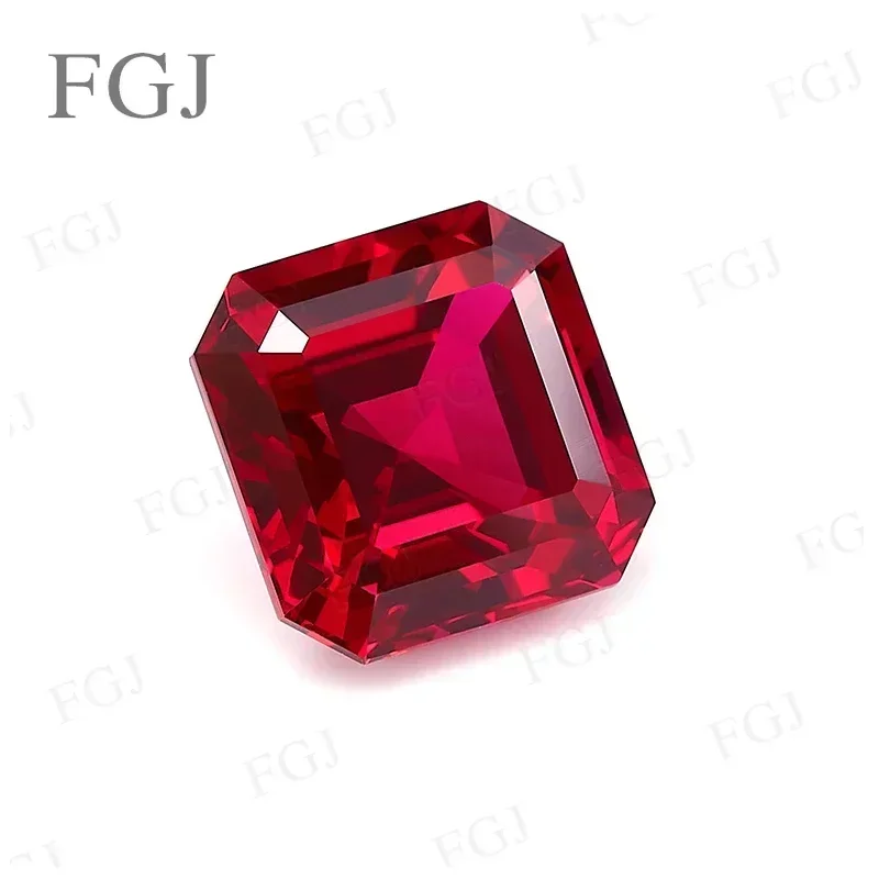 

Top Quality Asscher Square Cut Lab Grown Ruby Pigeon Blood Red VVS1 Selectable AGL Certificate Loose Gems For Jewelry Making