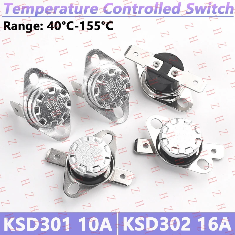 

Терморегулятор U+ KSD301 KSD302, диапазон 40-155°C, NO/NC, 250В, 10А, 16А (Минимальный заказ 10 шт.)