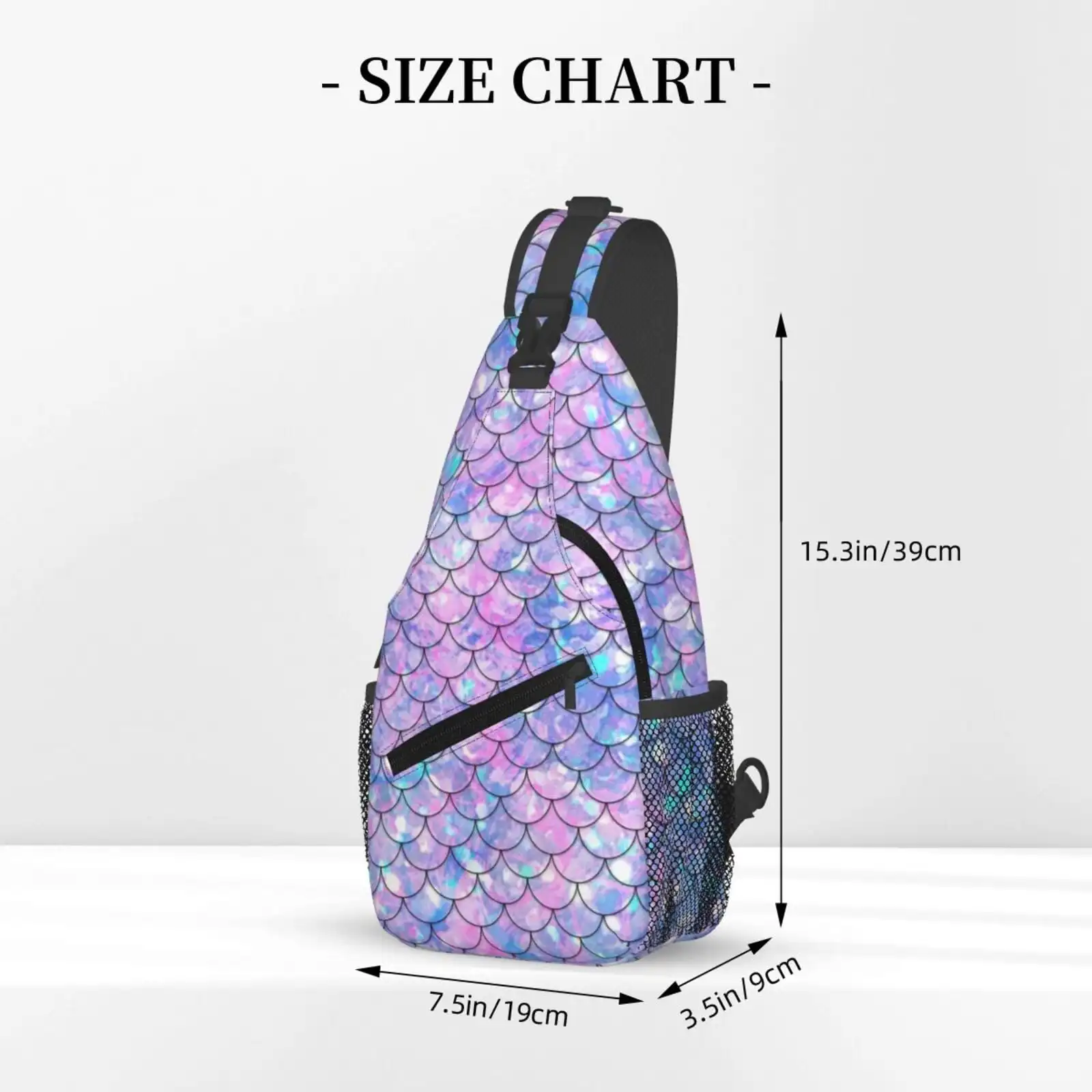 Mermaid Scales Fashion Shinning Colorful Sling Bag Crossbody Chest Backpack For Women Men Casual Adjustable Shoulder Daypack For