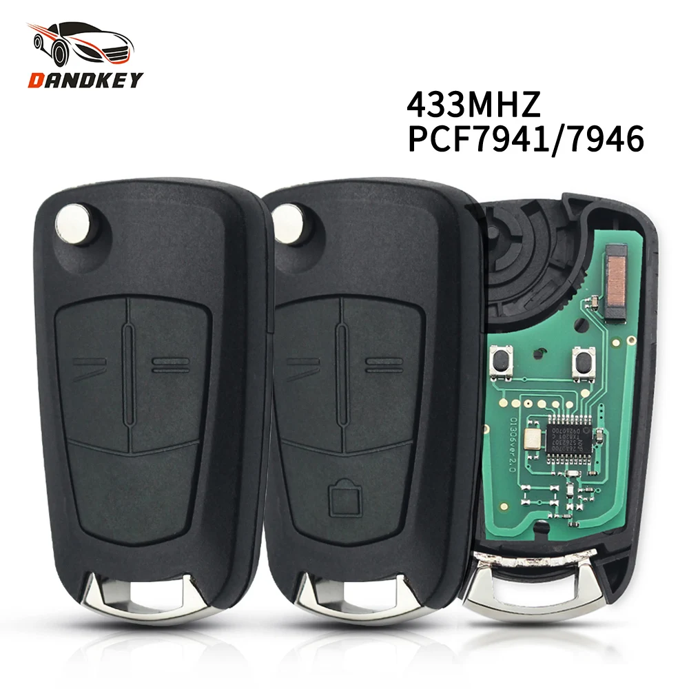 Dandkey Flip 2/3 Buttons Car Remote Key 433MHZ PCF7941 PCF7946 For Opel Astra H 2004-2009 Zafira B 2005-2013 Corsa D Vectra C