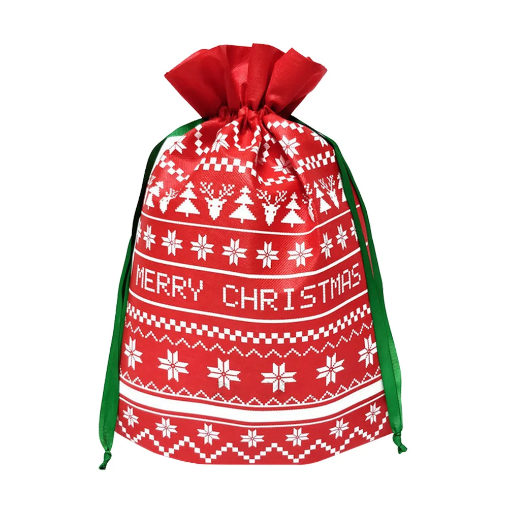 

3Pcs Christmas Candy Bags Thick Fabric Portable Santa Snowman Pattern Pouch Kids Gift Decoration Christmas Gift Bags