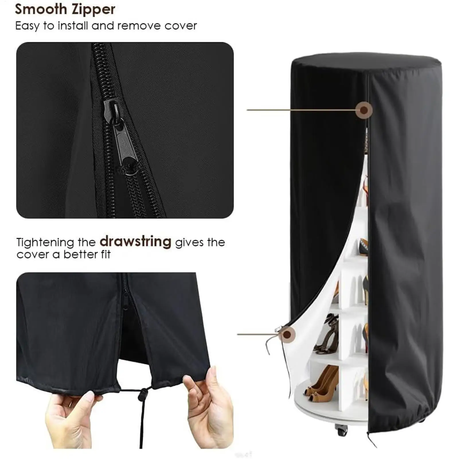 Rotating Shoe Organizer Cover Dustproof Protective Guard Zipper Waterproof 420D Oxford Cloth Shoe Display Shelf Cover For Rain