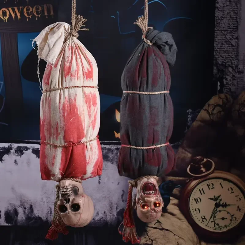 for Nicro Halloween Hanging Blood Voice Control Induction Horror Props Haunted House Scene Decoration Hanging Skeleton Ghost