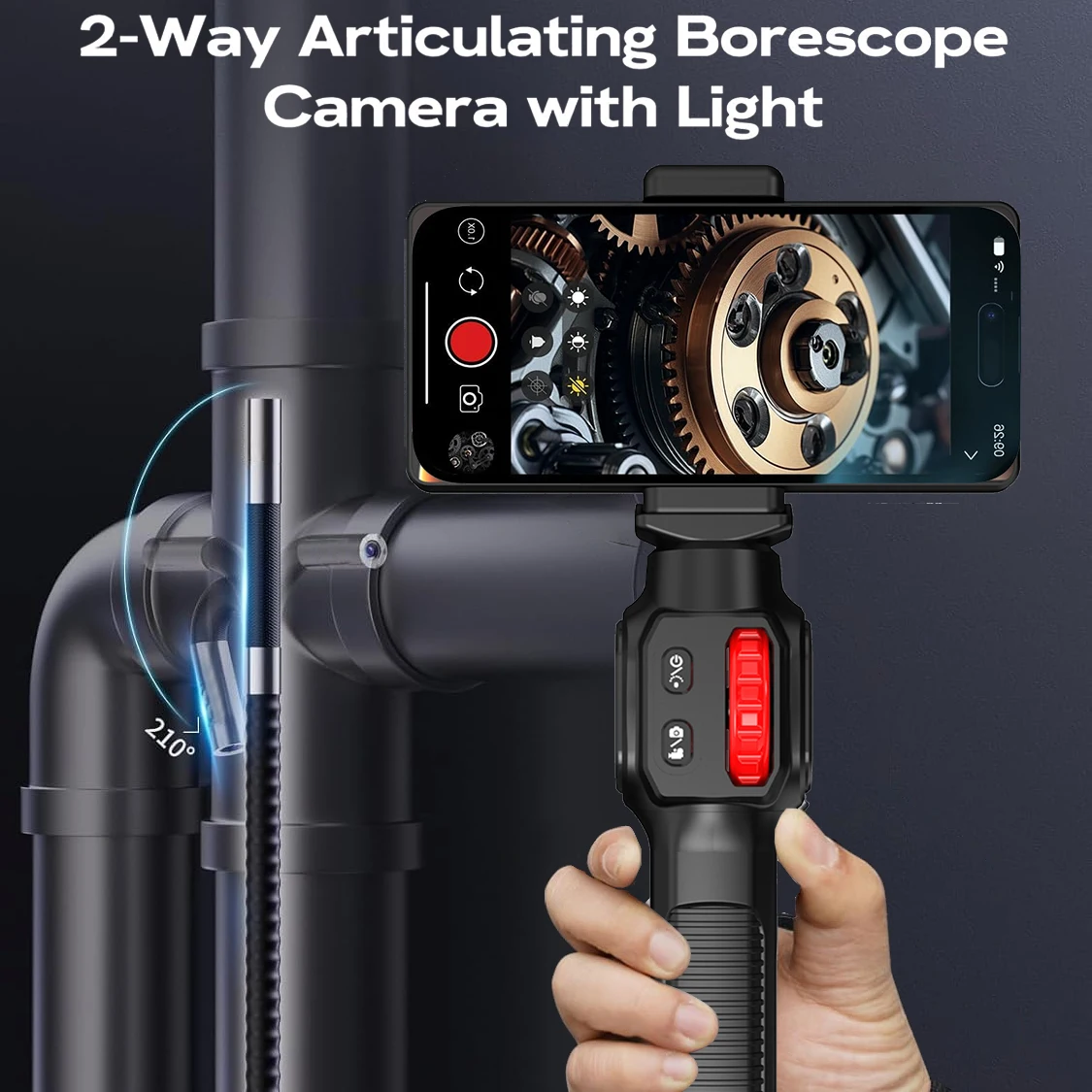 360 Degree Rotary Rotating Dual Articulated Boroscope Video Channel Endoscopic Inspection Endoscope Camera Head 3.9mm 4/6mm 360°