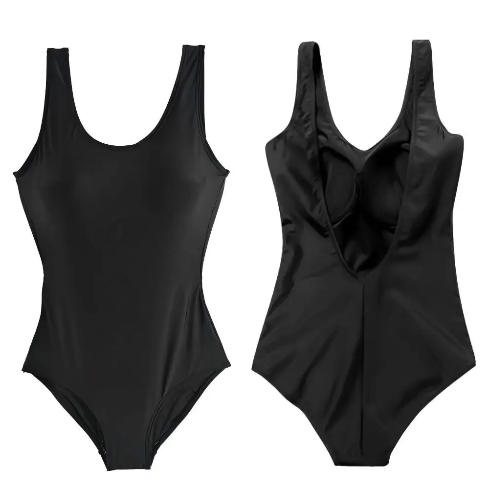 Lazer secagem rápida mulheres maiôs fino ajuste elástico menina maiô cor sólida beachwear bodysuit banho verão