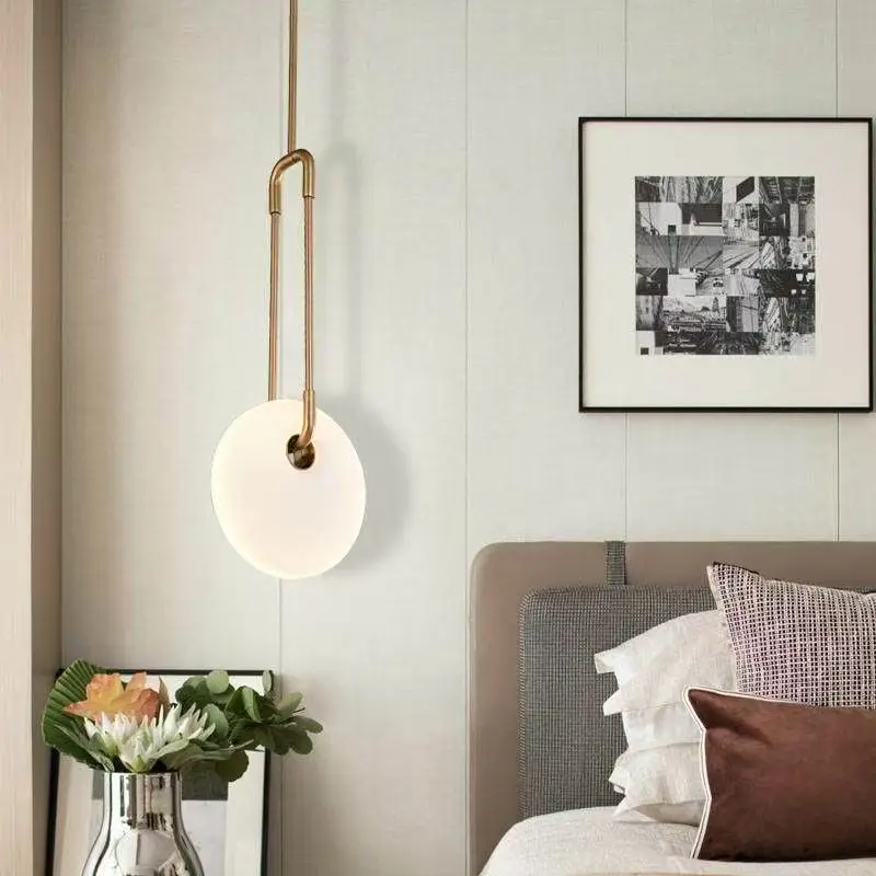 

Cream Style Bedroom Bedside Pendant Light White Jade Glass Antique Style Clothing Store Window Display Villa Living Room Light
