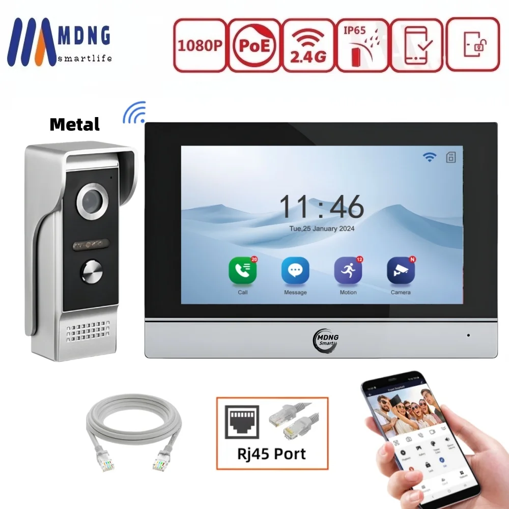 TUYA 1080P 10-дюймовый видеодомофон с сенсорным экраном