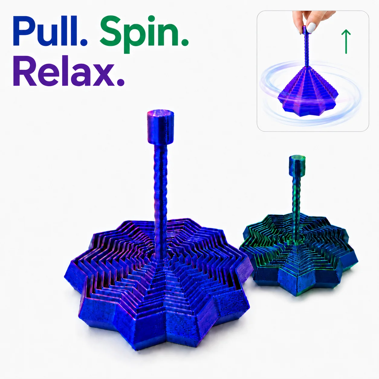 Pull-Up Star Fidget Toy, Transforming 3D Printed Desk Spinner, Stress Relief for Focus, Christmas Gift for Teens