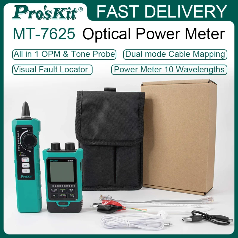 

Pro'sKit MT-7625: Измеритель оптической мощности 7-в-1, тестер сетевых кабелей, двухрежимный трассировщик проводов, детектор напряжения NCV, загрузка данных