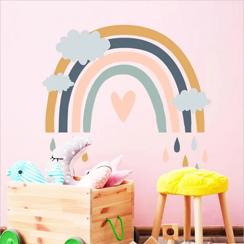 Large Rainbow Wall Stickers Nursery Flower Rainbow Onthewall for Bathroom Kitchen Removable Wallpapper Backsplash Wall Decor