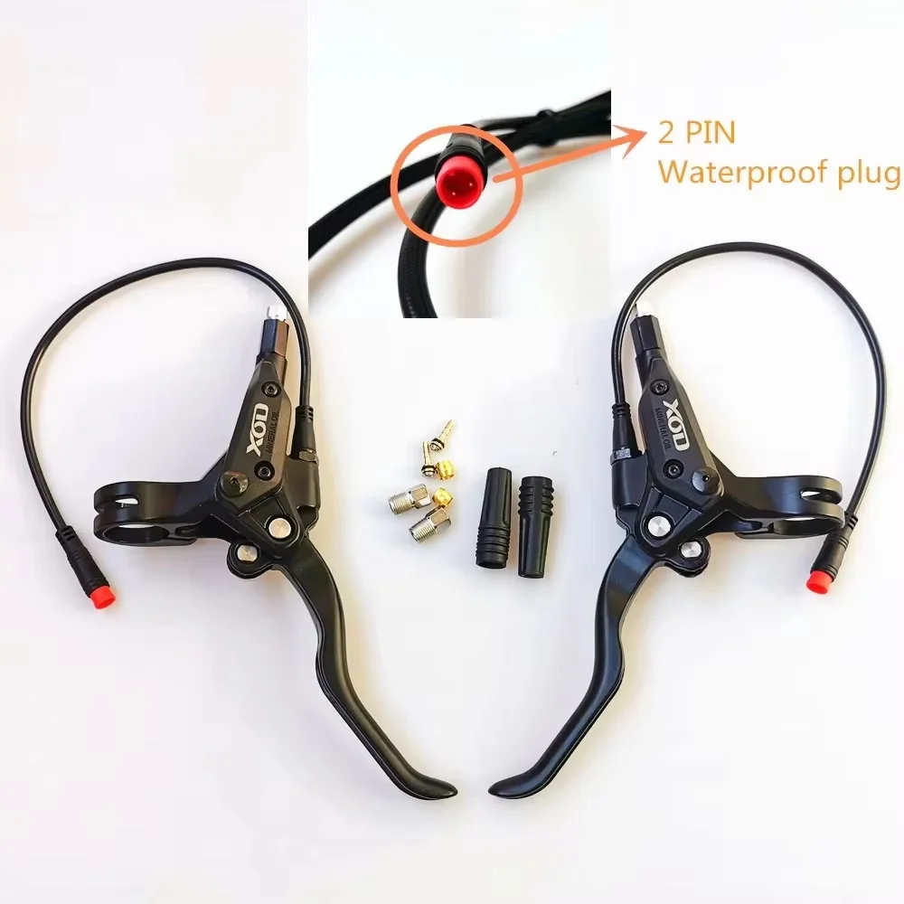 XOD E500 E-Bike Hydraulische Bremse mit Stromabschaltung, 2-poliger wasserdichter Stecker, Schlauch vorne 1000 mm / hinten 1850 mm, Fahrrad-Scheibenbremse – Detail 3