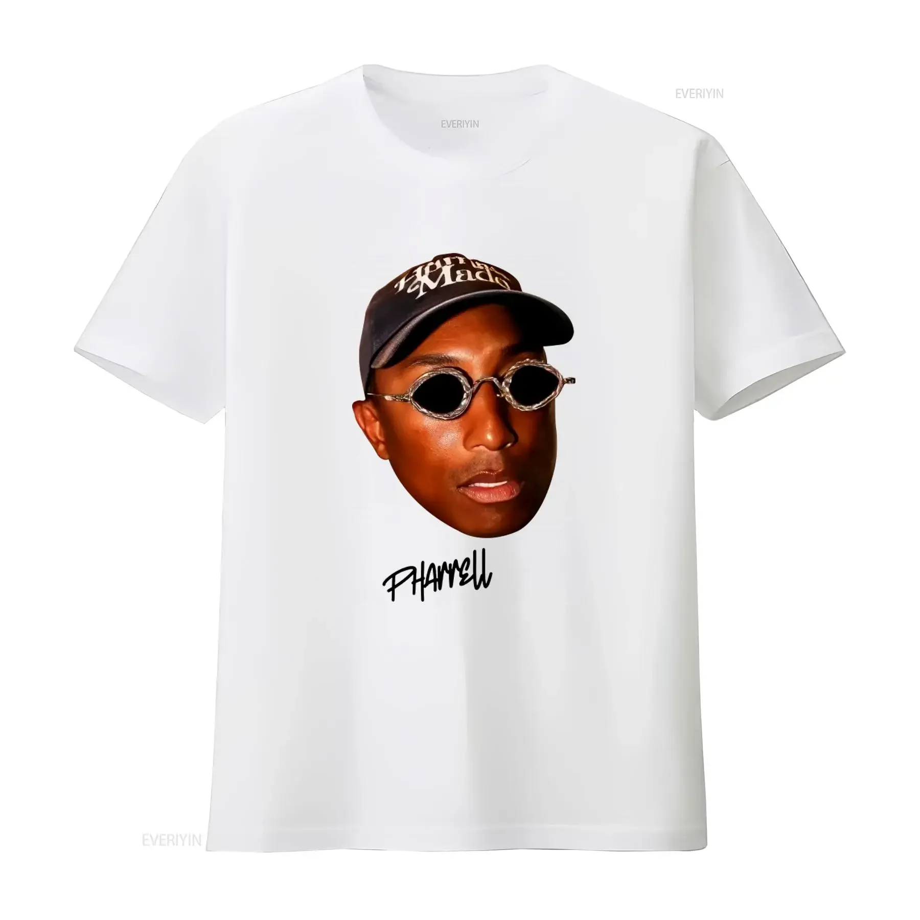 Camiseta Vintage de los 90 de Estilo Urbano de Pharrell Williams, Estilo Retro con Estampado Icónico, Lavado Vintage, Ligeramente Elástica