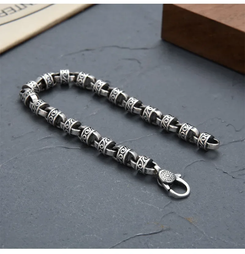 S925 Silver Bracelet Seiko Eternal Vine European and American Men's and Women's Fashion Retro Hip Hop Design Luxurious Jewelry