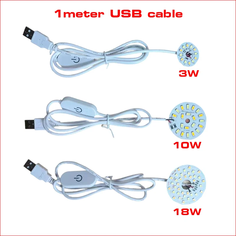 1PCS DC 5V LED Lights Online Touch Switch Dimming Controller With 1 Meter USB Cable 3W 10W 18W 3Colors Light Board
