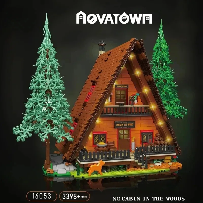 3398PCS MOC Hütte im Wald Wald Haus Bausteine Street View Holz Haus Modell Kreative Puzzle Spielzeug für Kinder geschenke