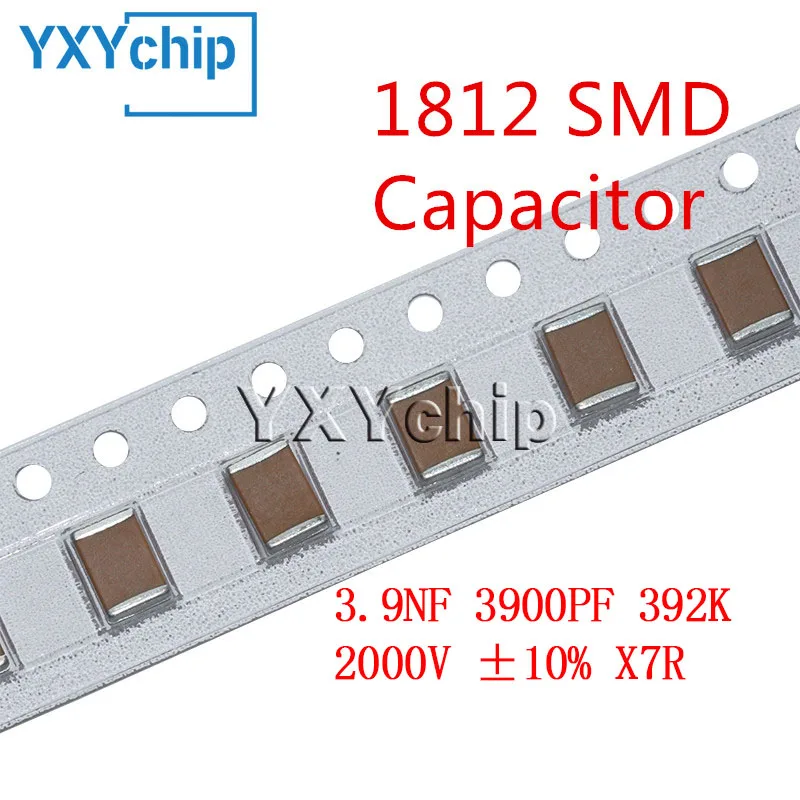 Condensador cerámico multicapa, Chip 1812, 3.9NF, 3900PF, 392K, 2000V, ± 10%, X7R, 4532 SMD, 10 piezas