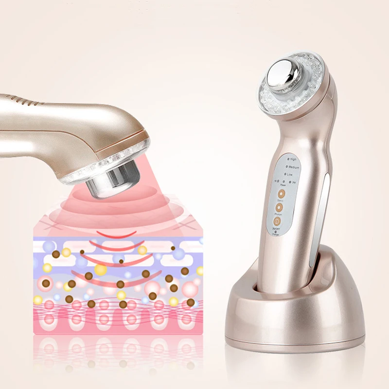 1Mhz 3Mhz Ultrasonic Facial Massager Skin Care 3 Colors LED Light Photon Therapy Ultrasound Body Face Slim Beauty Anti Cellulite