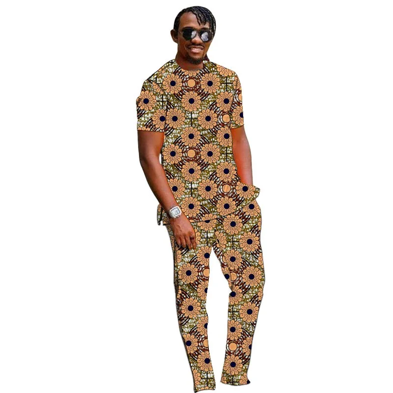 Summer Tracksuit Sets Oversized Short Sleeve T Shirt Trousers Fashion Design African 2 Piece Men Suit Casual Street Wear