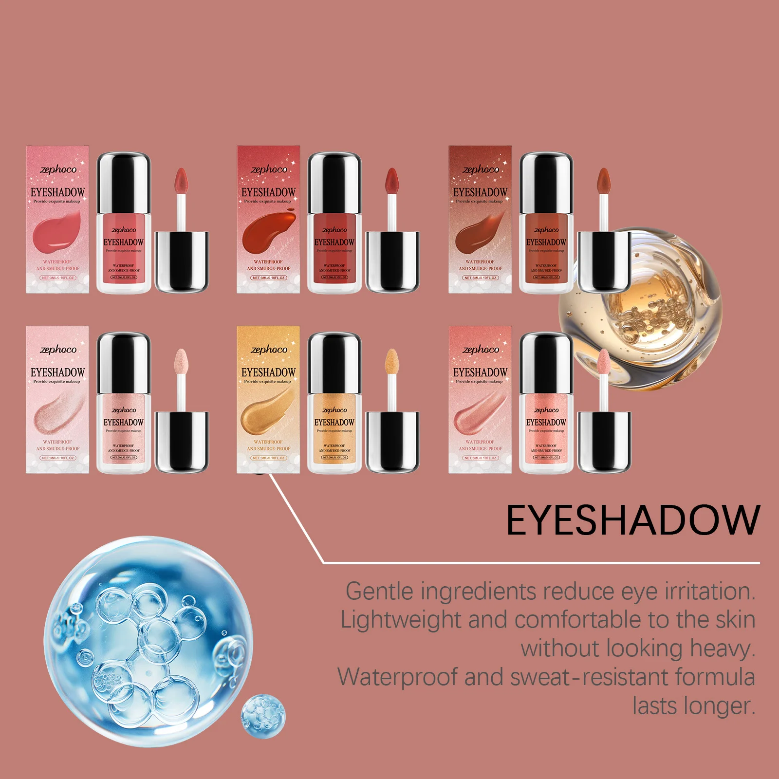 

6 Color Flash Liquid Eyeshadow Waterproof and Stain-Resistant High Shine Long-Lasting & Smudge-Proof Makeup Eye Makeup Cosmetics